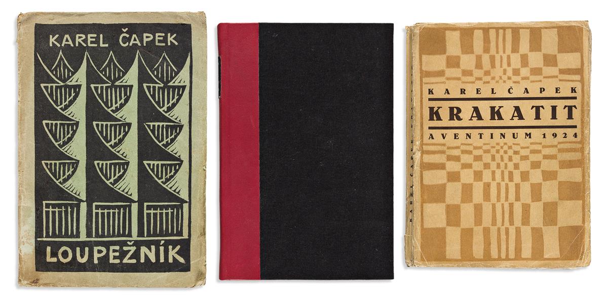 CAPEK, KAREL. Group of 3 Prague First editions.